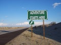 Adventure Roadside Highway Exit Sign Royalty Free Stock Photo