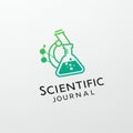 A green and white logo features a stylized microscope and a conical flask with Royalty Free Stock Photo