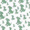 Green and White Puppy Dog Tile Pattern Repeat Background Royalty Free Stock Photo