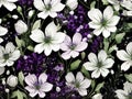 Green, White, and purple wildflower patterns. AI-Generated.