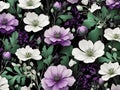 Green, White, and purple wildflower patterns. AI-Generated.