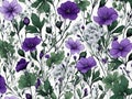 Green, White, and purple wildflower patterns. AI-Generated.