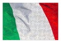 Green, white and red italian flag - concept image in jigsaw puzzle shape