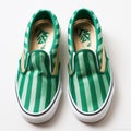 Green And White Satin Striped Vans Slippers - Saturated Stripes, Vorticism, Japanese Photography