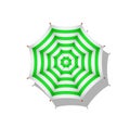 Green and white striped beach umbrella