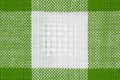 Green and white tablecloth texture background, close up Royalty Free Stock Photo