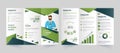 Green and White Tri-Fold Brochure, Leaflet, Template Design for Business