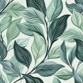 Green and White Wallpaper With Leaves Royalty Free Stock Photo