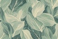 Green and White Wallpaper With Leaves Royalty Free Stock Photo