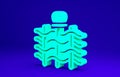 Green Wicker fence of thin rods with old clay jars icon isolated on blue background. Minimalism concept. 3d illustration