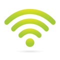 Green wifi icon wireless symbol on isolated background