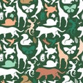 Green wild animal icon seamless pattern