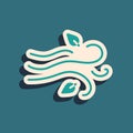 Green Wind icon isolated on green background. Windy weather. Long shadow style. Vector Illustration