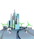 Green windmills generate electricity for ecological city