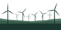 green windmills silhouette wind power energy concept