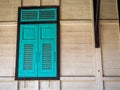 Green window made of wood thai style Royalty Free Stock Photo