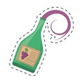 green wine bottle cork harvesting grape label dot line Royalty Free Stock Photo