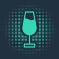 Green Wine glass icon isolated on blue background. Wineglass sign. Abstract circle random dots. Vector Royalty Free Stock Photo