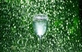 Green wine glass rain drop Royalty Free Stock Photo