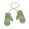 Green winter mittens