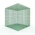 Green Wire Mesh Cube Structure on a White Background grid geometric Royalty Free Stock Photo