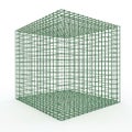 Green Wire Mesh Cube Structure on White Background grid geometric Royalty Free Stock Photo