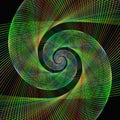 Green wired fractal spiral design background
