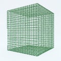 Green Wireframe Cube Structure on White Background geometric Royalty Free Stock Photo