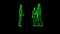Green wireframe people speak cyberpunk 3d style 80s 90s computer technology 3d Royalty Free Stock Photo