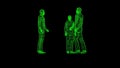 Green wireframe people speak cyberpunk 3d style 80s 90s computer technology 3d