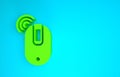 Green Wireless computer mouse icon isolated on blue background. Optical with wheel symbol. Minimalism concept. 3d Royalty Free Stock Photo