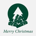Green wishes with text - Christmas tree and gifts