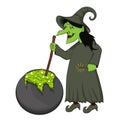 Green Witch cooking cartoon