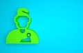 Green Wizard warlock icon isolated on blue background. Minimalism concept. 3D render illustration