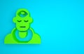 Green Wizard warlock icon isolated on blue background. Minimalism concept. 3D render illustration