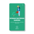 green woman watering garden vector