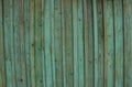 Green wood background. Wooden pattern fence ecological old vintage material