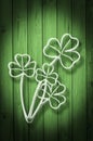 Green wooden background Print of Clovers