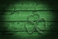 Green wooden background Print of Clovers