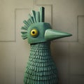 Green Wooden Bird Statue With Surrealistic Urban And Fiberpunk Style Royalty Free Stock Photo