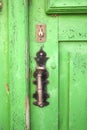 Green wooden door Royalty Free Stock Photo