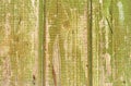 Green wooden panel background closeup. Retro timbered backdrop closeup.