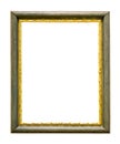 Green wooden picture frame with golden decorations Royalty Free Stock Photo