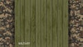 Green wooden plate on military camouflage pattern Royalty Free Stock Photo