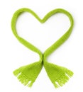 Green wool scarf heart shape Royalty Free Stock Photo