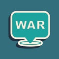 Green The word war icon isolated on green background. International military conflict. Army. Armament. Nuclear weapon