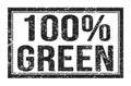 100% GREEN, words on black rectangle stamp sign