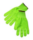 Green work gloves isolated on white background. Top view Royalty Free Stock Photo