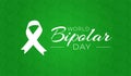Green World Bipolar Day Background Illustration with White Ribbon
