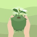 green world environment day planting with our hands Royalty Free Stock Photo